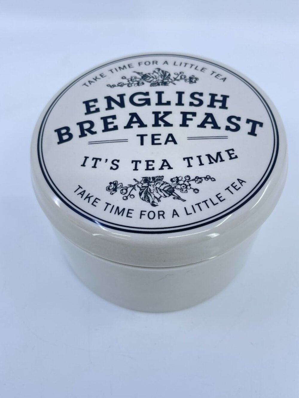 vintage ceeative co-op english breakfast tea ceramic storage jar with lid